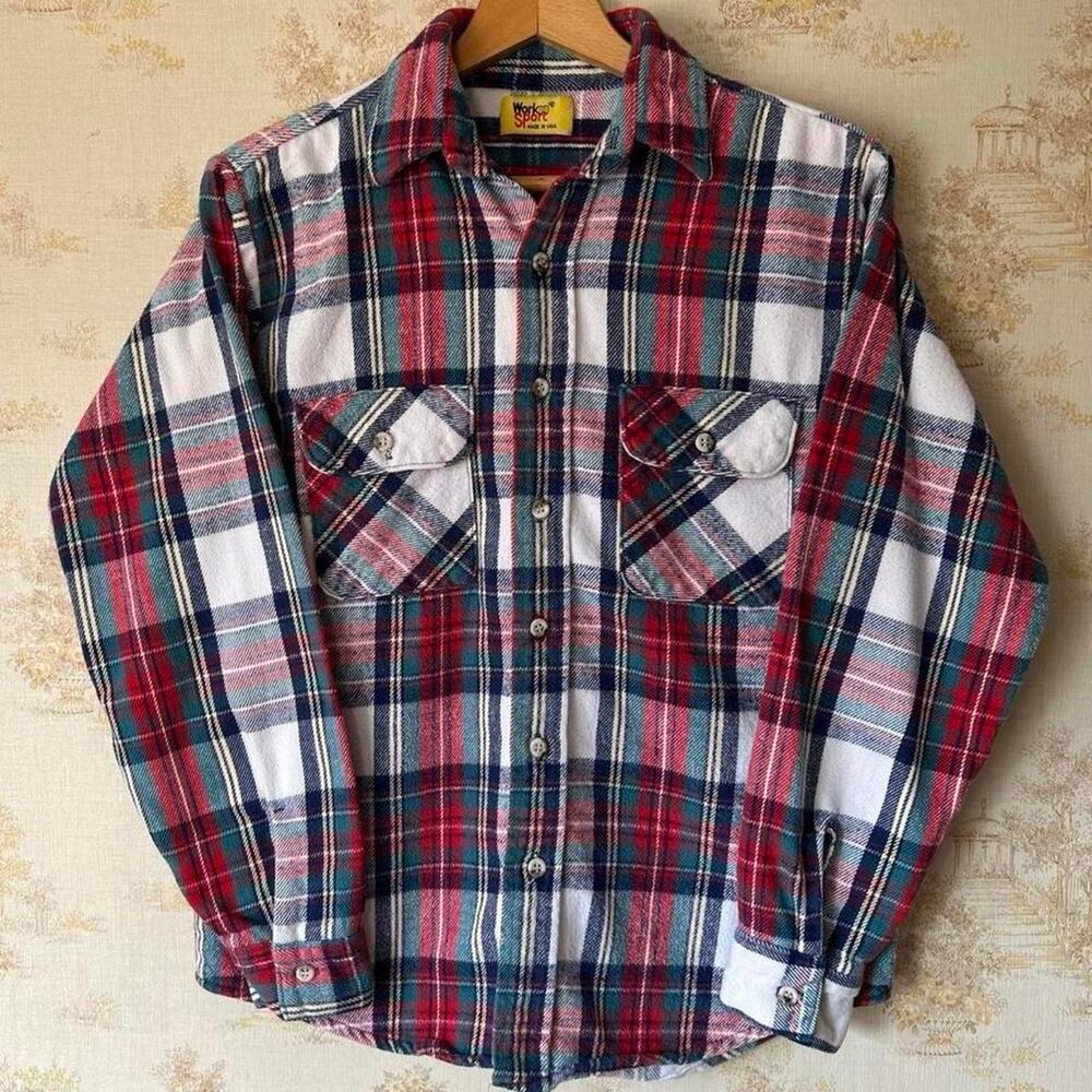 Vintage 80s Work n Sport Flannel | Union Made Red Plaid | M